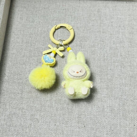 New Cute Yellow Labubu Bunny Keychain dangeler clip - Picture 1 of 2